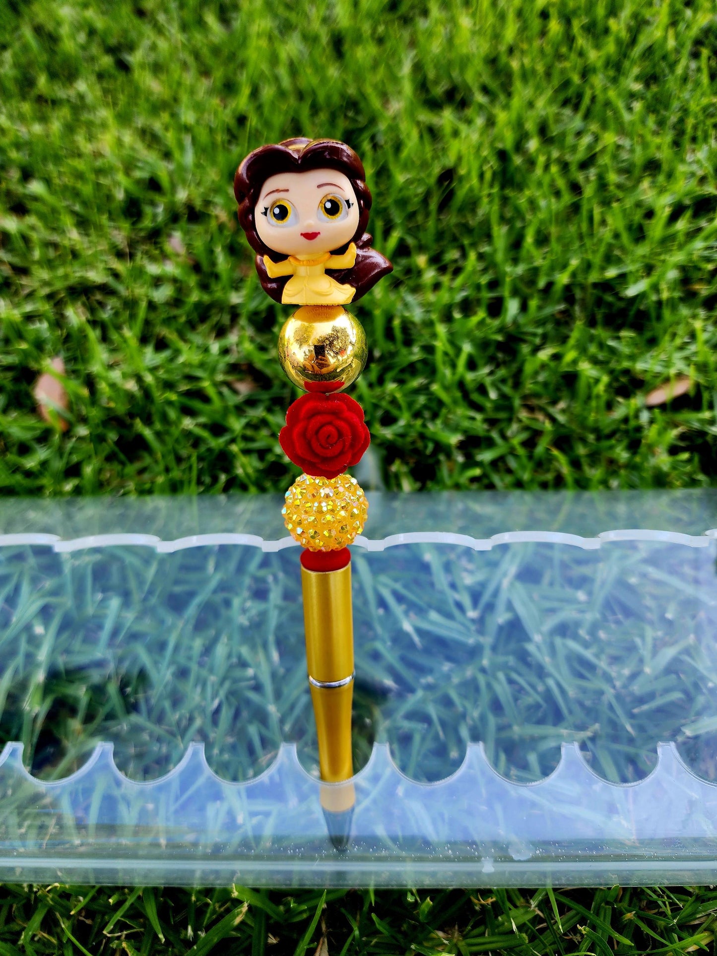Doorable Pens, Character Pens, Beaded Pens, Gifts, Beauty and the Beast, Belle