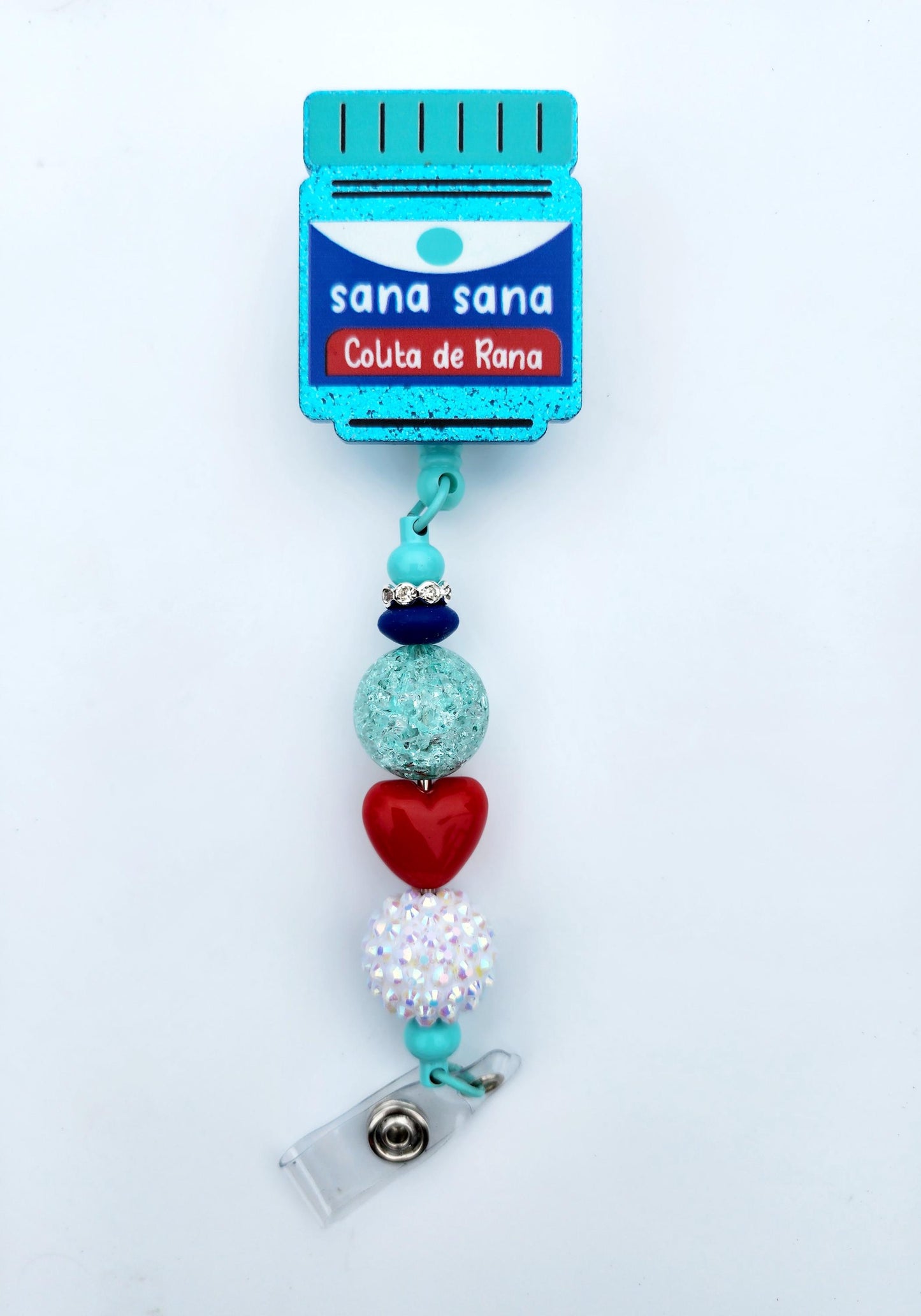 Sana sana colita de rana vaporub Character Beaded Badge Reel, Retractable ID, Medical Healthcare Nurse Badge teacher clip pin holder, Gifts