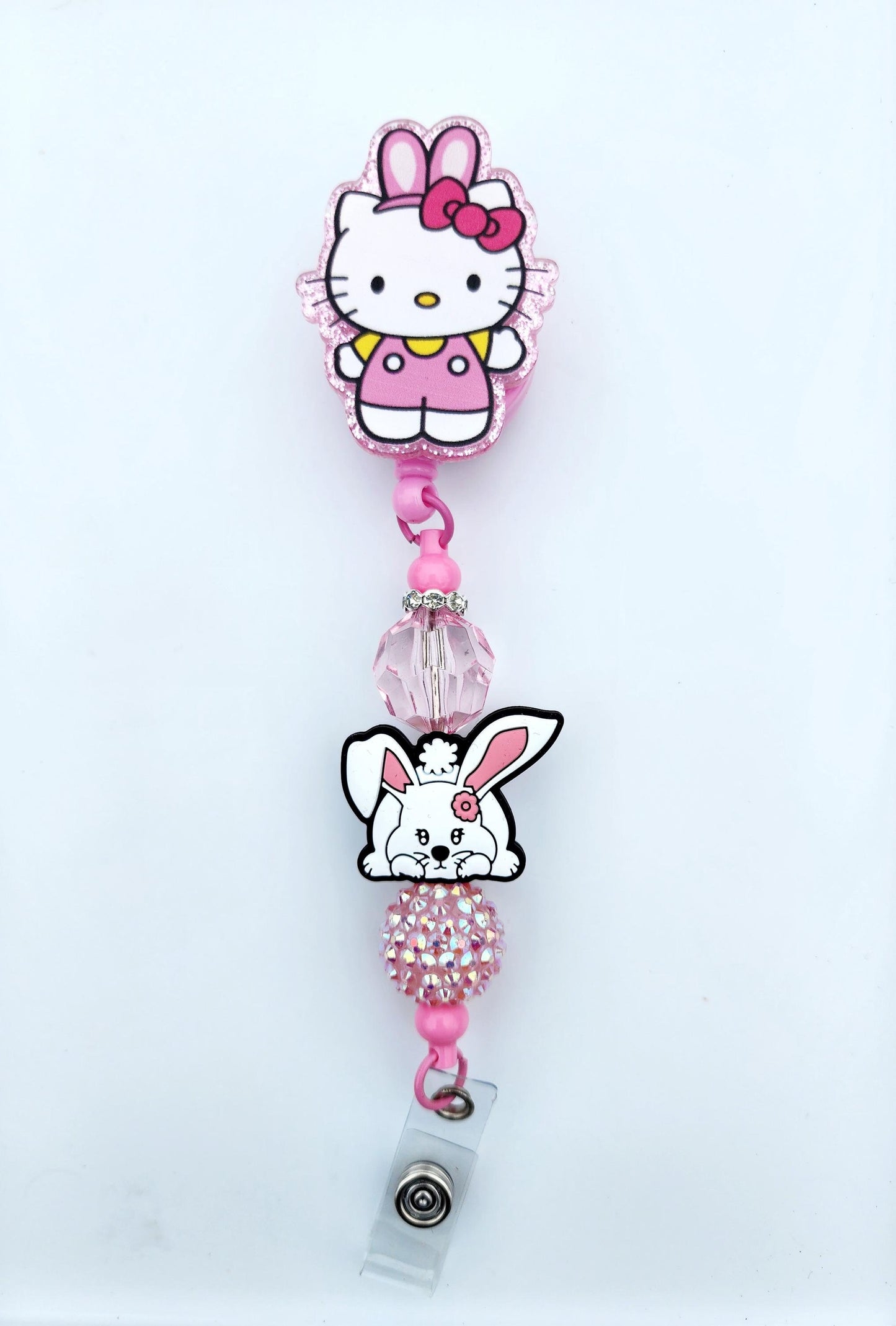 HK Easter Character Beaded Badge Reel, Retractable ID, Medical Healthcare Nurse Badge teacher clip pin holder, Gifts
