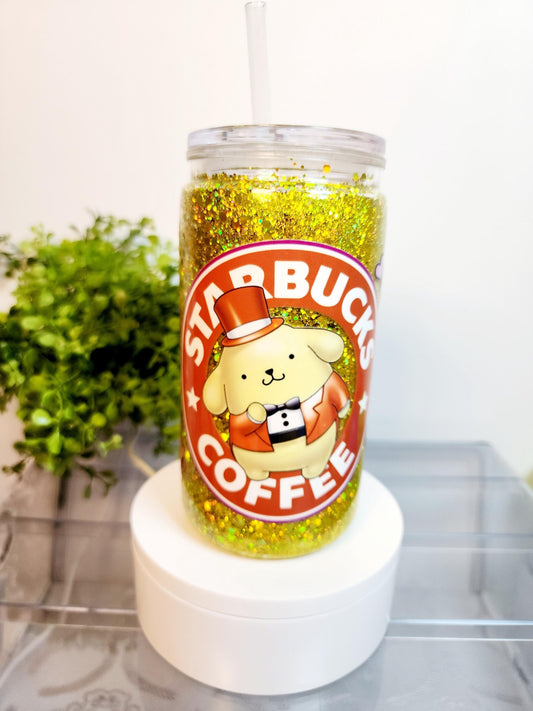 Pompom Acrylic Cup/Tumbler/Can, (16 oz.) Comes with lid and straw
