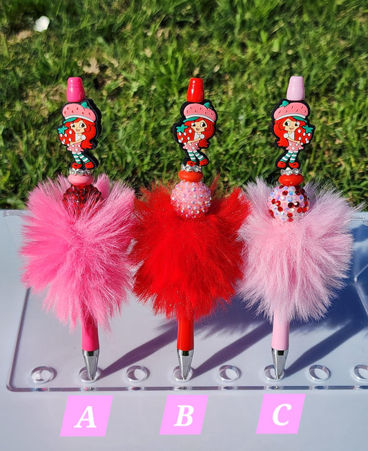 Focal beaded pens, Doorable Pens, Character Pens, Beaded Pens, Gifts, Disney, Strawberry Shortcake