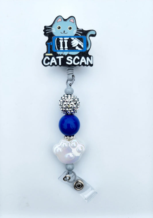 Veterinarian Cat Xray Character Beaded Badge Reel, Retractable ID, Medical Healthcare Nurse Badge teacher clip pin holder, Gifts