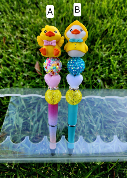 Doorable Pens, Character Pens, Beaded Pens, Gifts, Duck Valentines easter