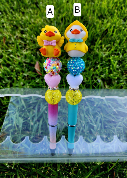 Doorable Pens, Character Pens, Beaded Pens, Gifts, Duck Valentines easter