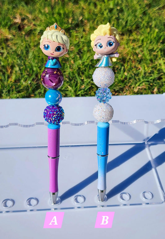 Doorable Pens, Character Pens, Beaded Pens, Gifts, frozen elsa olaf