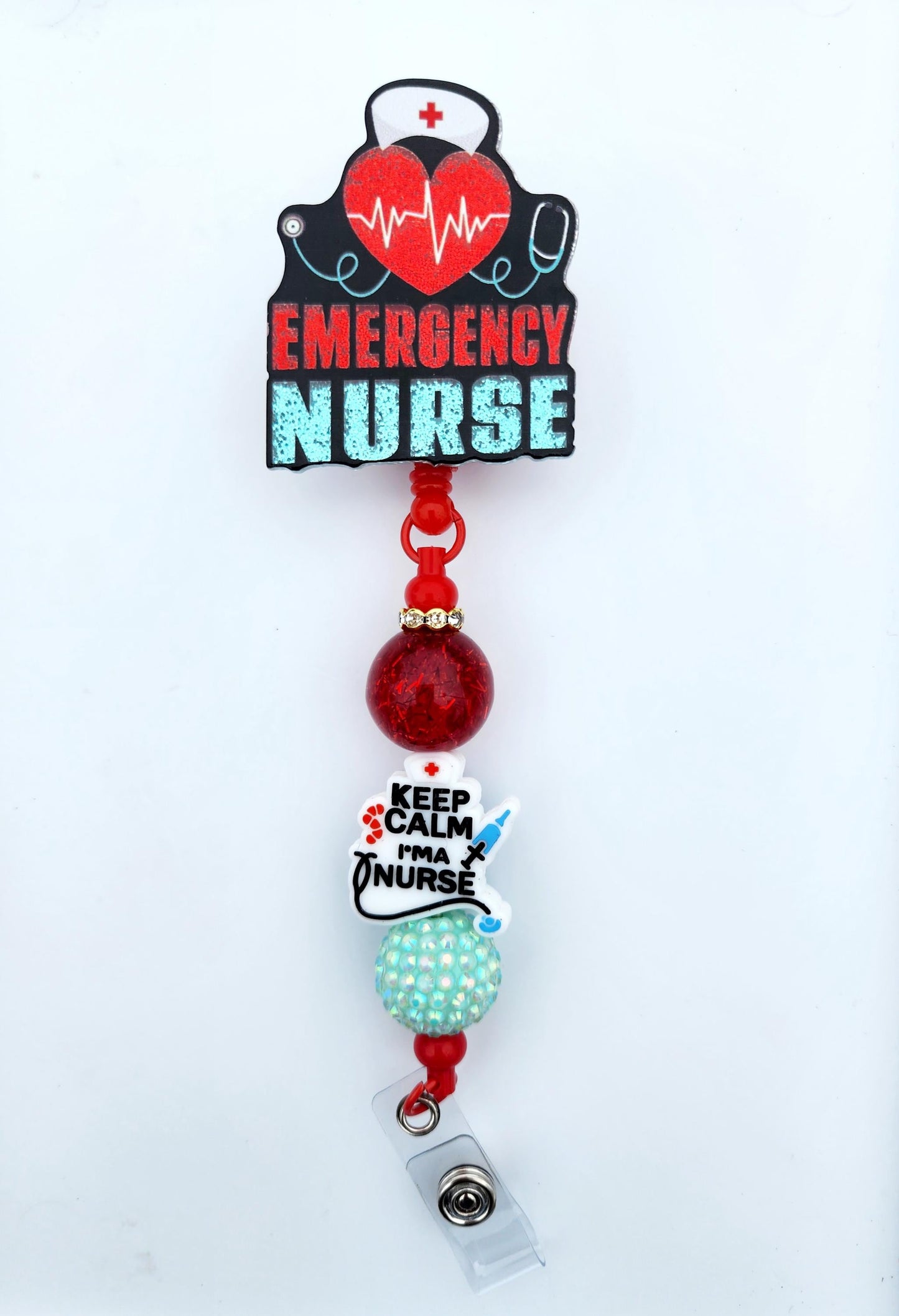 Character Beaded Badge Reel, Retractable ID, Medical Healthcare Nurse Badge teacher clip pin holder, Gifts