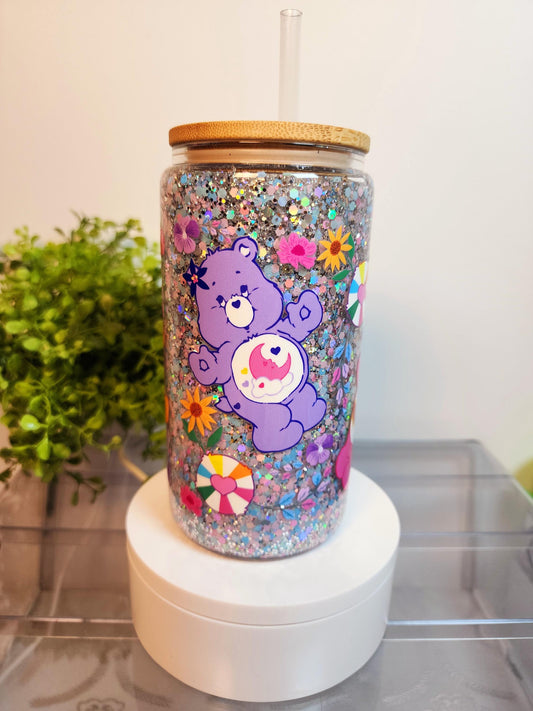 Care Bears Snow Globe Cup/Tumbler/Can, (16 oz.) Comes with lid and straw