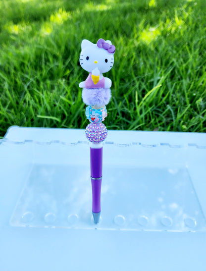 Doorable Pens, Character Pens, Beaded Pens, Gifts, Kitty