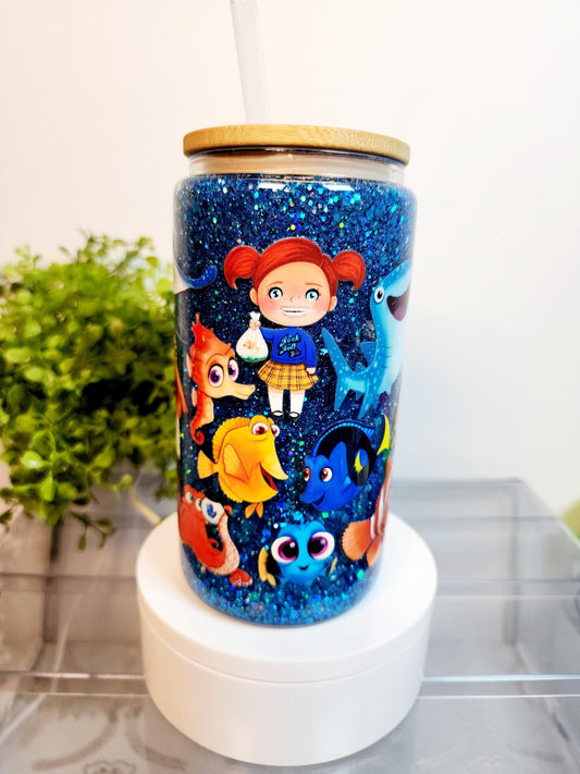 Nemo Snow Globe Cup/Tumbler/Can, (16 oz.) Comes with lid and straw