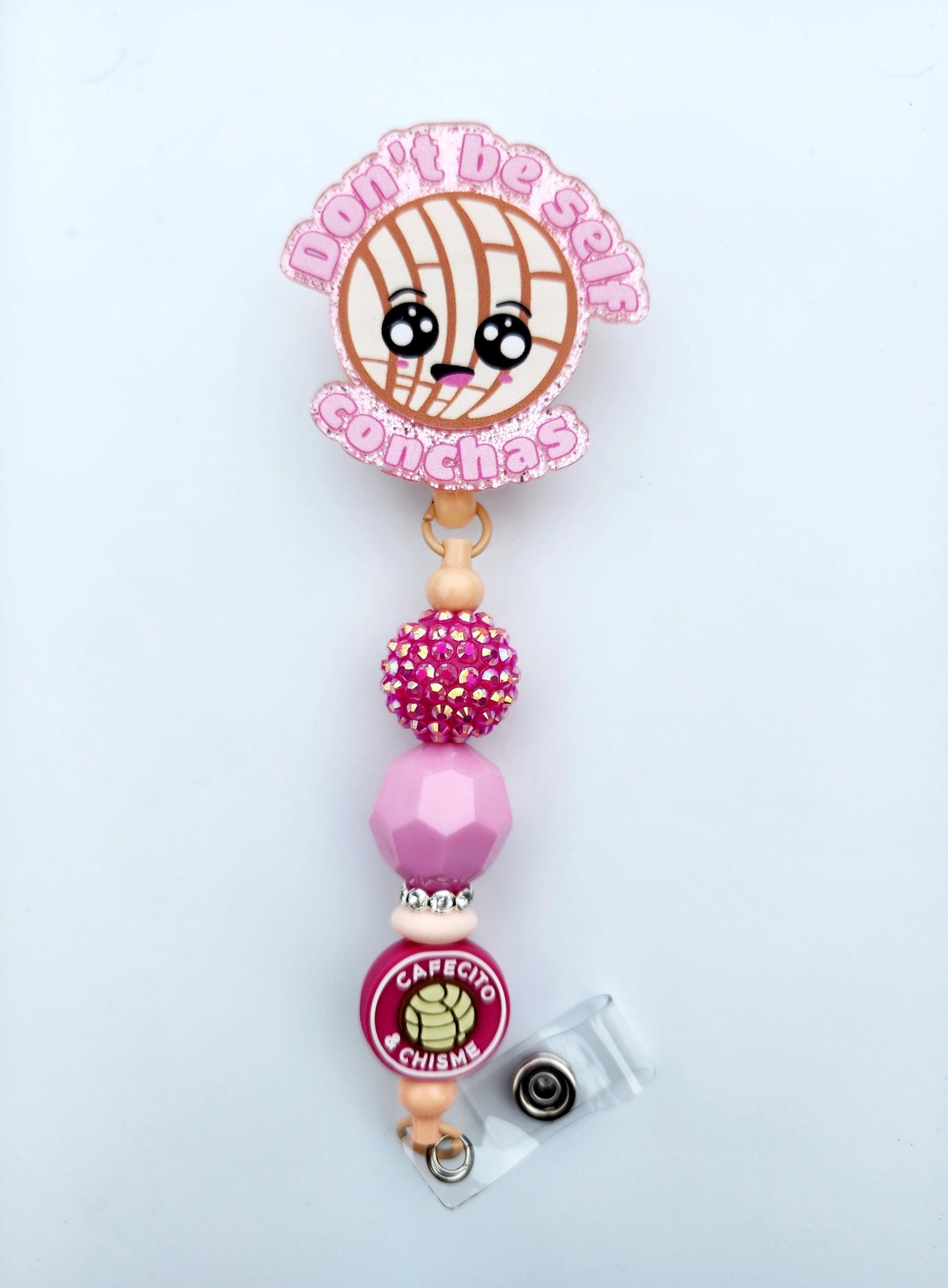 Concha pan conchita bread Character Beaded Badge Reel, Retractable ID, Medical Healthcare Nurse Badge teacher clip pin holder, Gifts