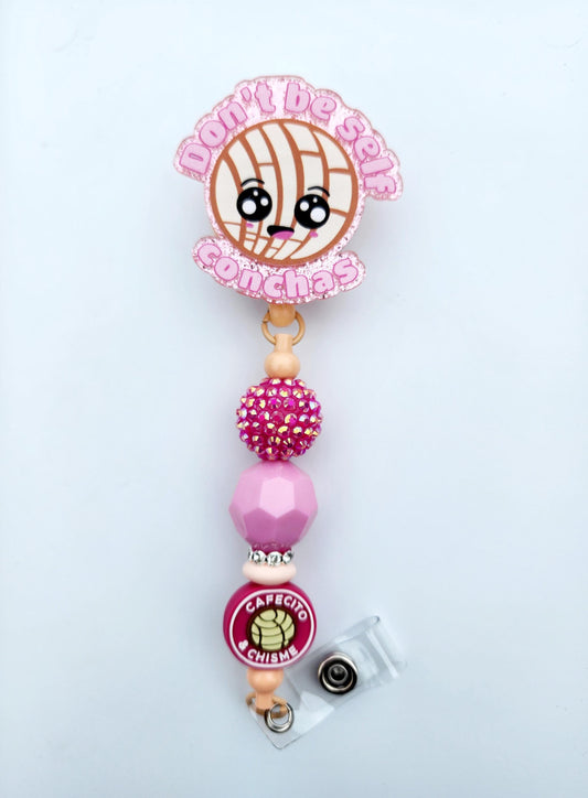 Concha pan conchita bread Character Beaded Badge Reel, Retractable ID, Medical Healthcare Nurse Badge teacher clip pin holder, Gifts