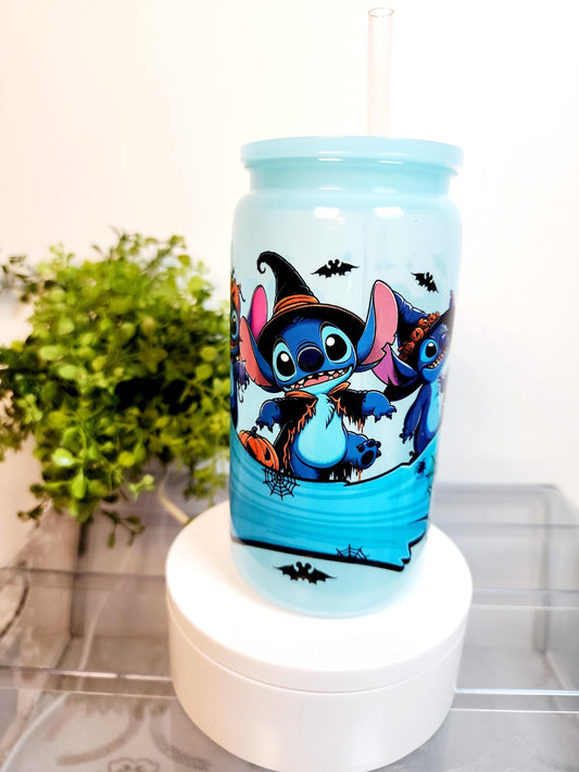 Stitch Blue Cup/Tumbler/Can, (16 oz.) Comes with lid and straw