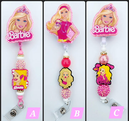 Barbie Character Beaded Badge Reel, Retractable ID, Medical Healthcare Nurse Badge teacher clip pin holder, Gifts