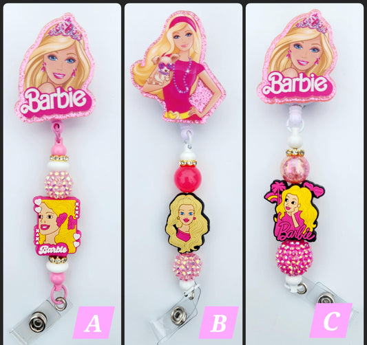 Barbie Character Beaded Badge Reel, Retractable ID, Medical Healthcare Nurse Badge teacher clip pin holder, Gifts