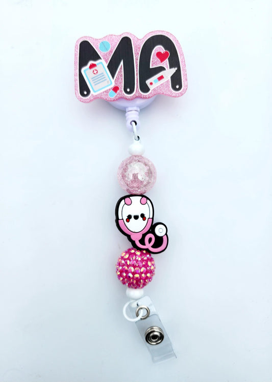 Medical assistant Character Beaded Badge Reel, Retractable ID, Medical Healthcare Nurse Badge teacher clip pin holder, Gifts