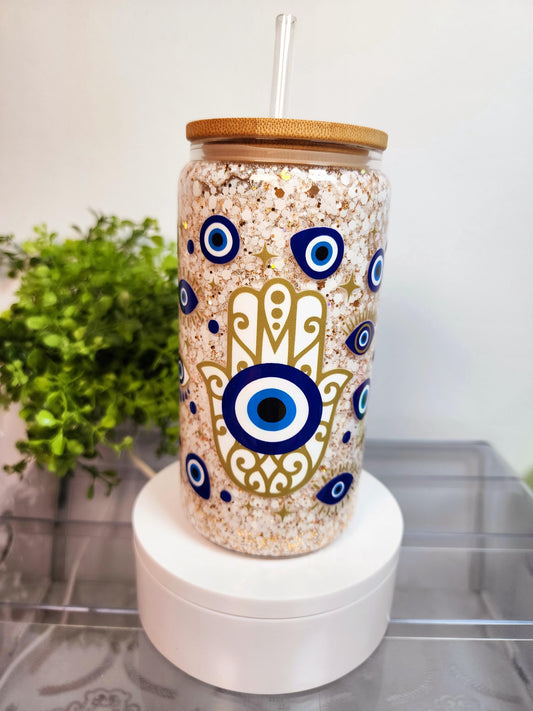 Eye Snow Globe Cup/Tumbler/Can, (16 oz.) Comes with lid and straw