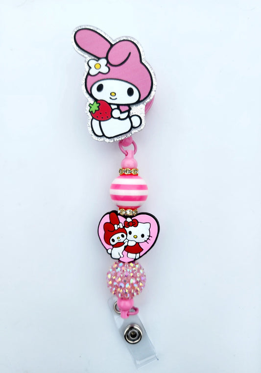 Melody Character Beaded Badge Reel, Retractable ID, Medical Healthcare Nurse Badge teacher clip pin holder, Gifts