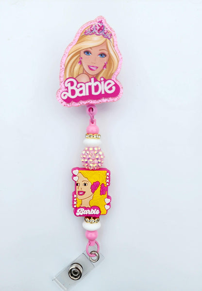 Barbie Character Beaded Badge Reel, Retractable ID, Medical Healthcare Nurse Badge teacher clip pin holder, Gifts