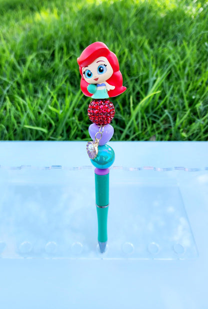 Doorable Pens, Character Pens, Beaded Pens, Gifts, Princess, The little Mermaid, Ariel