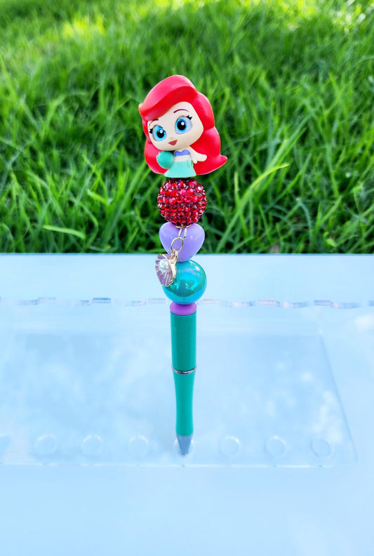 Doorable Pens, Character Pens, Beaded Pens, Gifts, Princess, The little Mermaid, Ariel