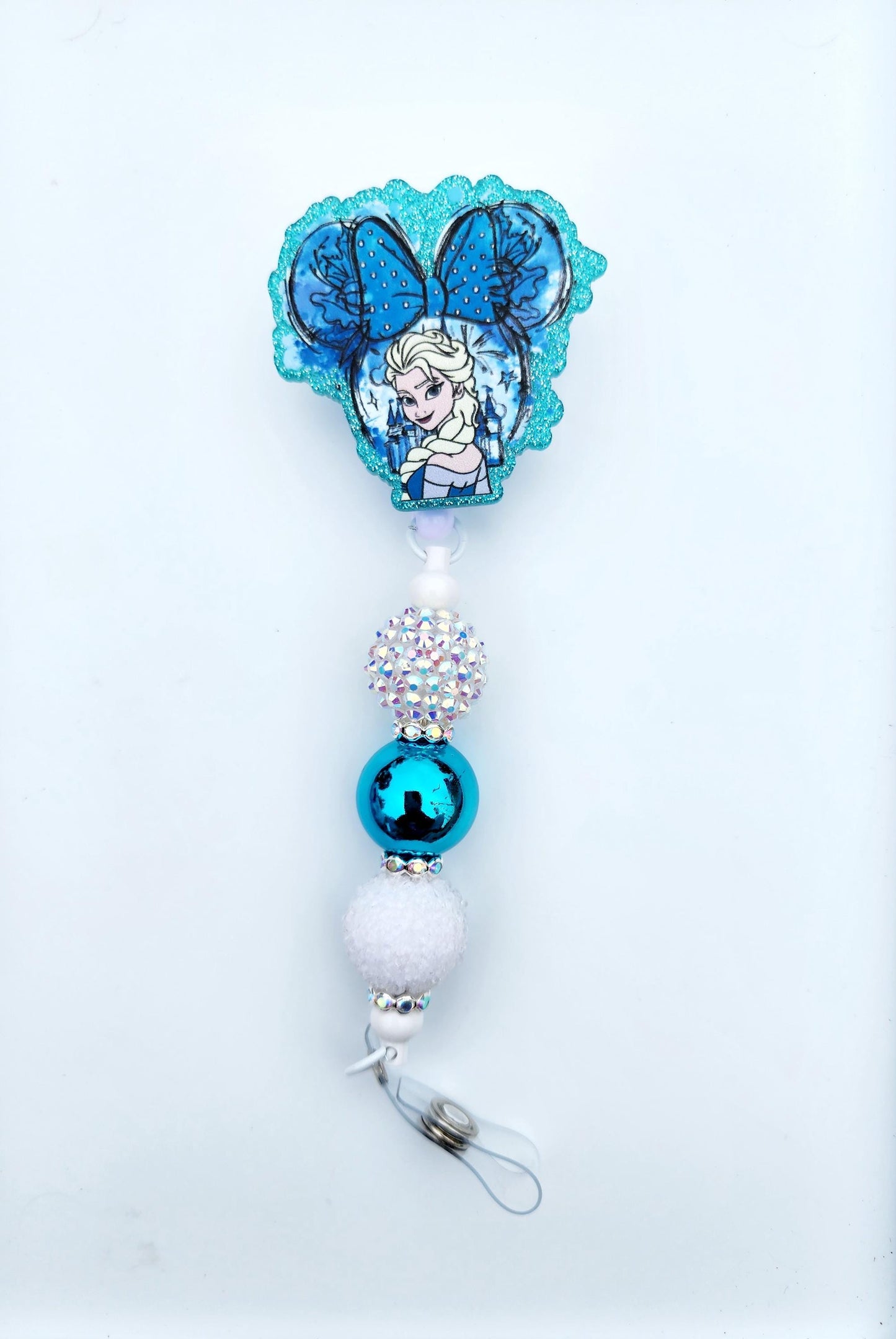 Frozen Elsa Character Beaded Badge Reel, Retractable ID, Medical Healthcare Nurse Badge teacher clip pin holder, Gifts