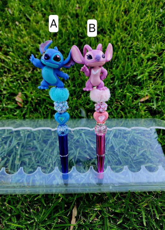 Doorable Pens, Character Pens, Beaded Pens, Gifts, Stitch, Angel