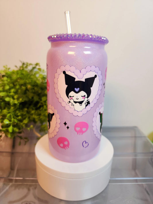 Kuromi Kuku Cup/Tumbler/Can, (16 oz.) Comes with rhinestone lid and straw