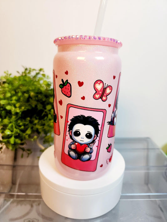Valentines Cup/Tumbler/Can, (16 oz.) Comes with Rhinestone lid and straw