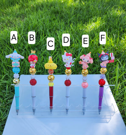 Doorable Pens, Character Pens, Beaded Pens, Gifts, (Kitty, Kuromi, Cinnamoroll, Melody, Pompom)