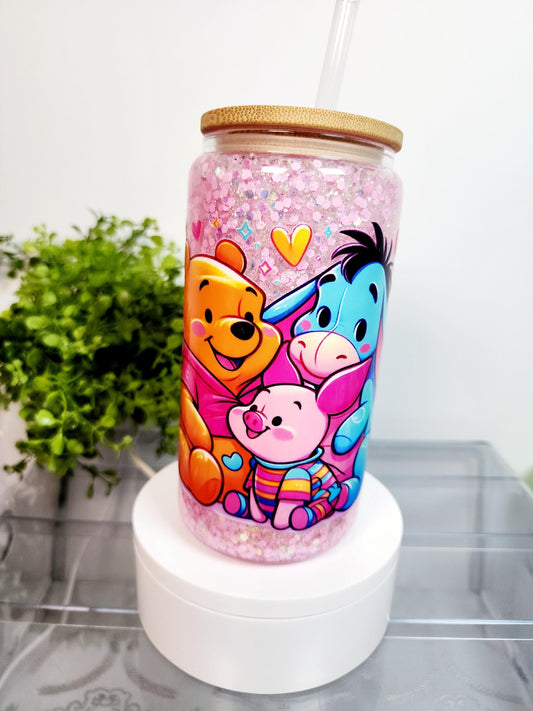 Pooh Snow Globe Cup/Tumbler/Can, (16 oz.) Comes with lid and straw