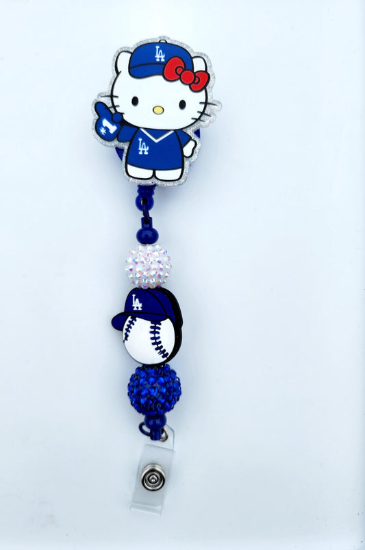HK Hello Kitty Dodgers Character Beaded Badge Reel, Retractable ID, Medical Healthcare Nurse Badge teacher clip pin holder, Gifts
