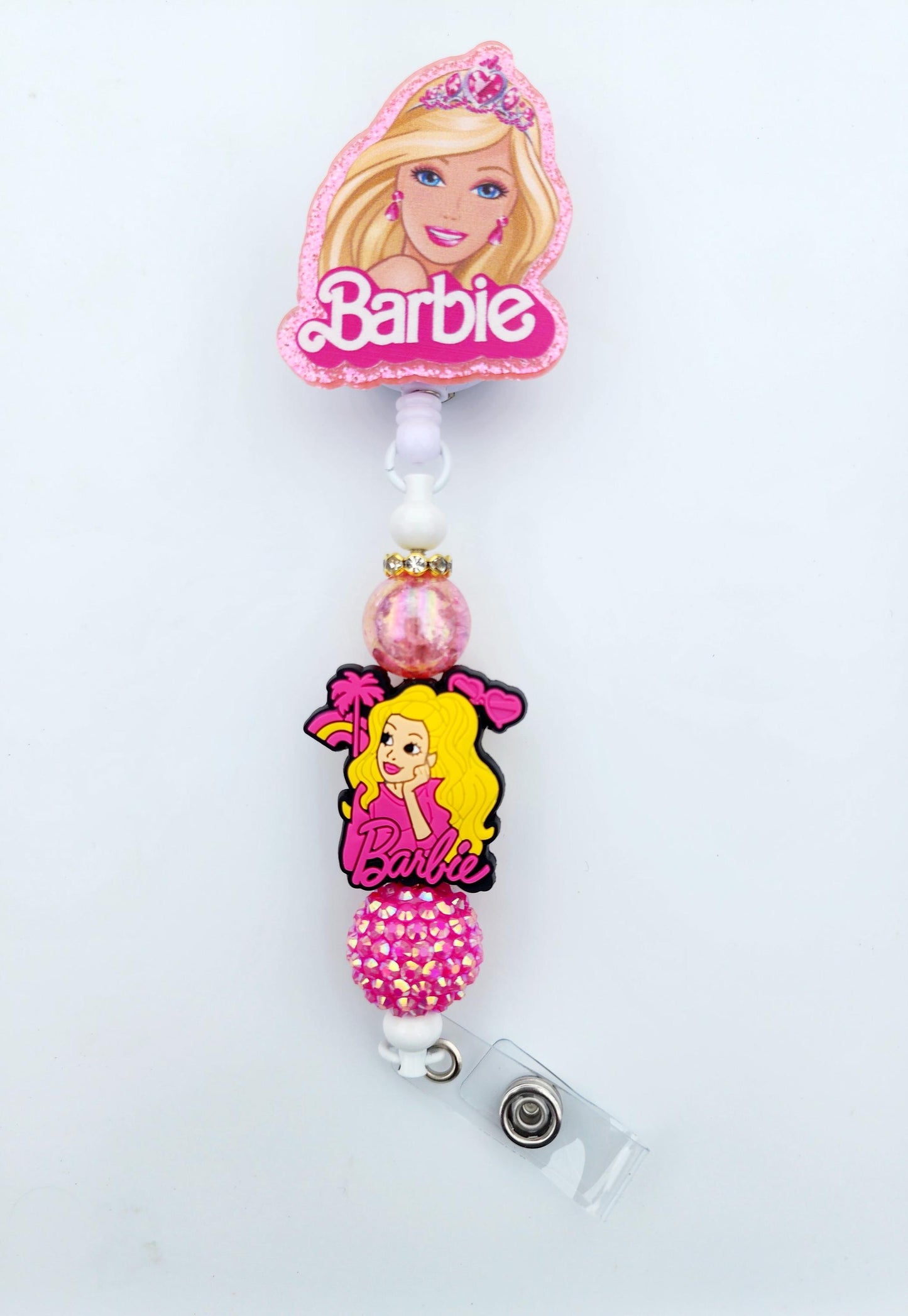 Barbie Character Beaded Badge Reel, Retractable ID, Medical Healthcare Nurse Badge teacher clip pin holder, Gifts