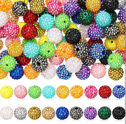 Chunky Rhinestone Acrylic Bubblegum, gum balls, Beads size 20mm Beads, DIY Beaded Pen, Keychain beads (25 pieces, Random mixed colors)