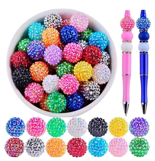 Chunky Rhinestone Acrylic Bubblegum, gum balls, Beads size 20mm Beads, DIY Beaded Pen, Keychain beads (25 pieces, Random mixed colors)