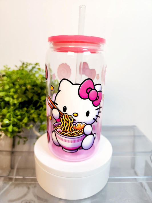 Kitty Noodle soup Cup/Tumbler/Can, (16 oz.) Comes with lid and straw