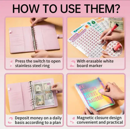 Blue-Color, 100 Envelope money savings challenge, Budget binder/book, with stuffing cash envelopes, sinking funds cash, debt goals payoff