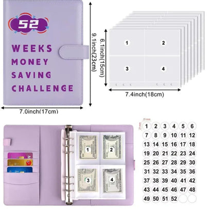 Blue-Color, 52 weeks Envelope money savings challenge, Budget binder/book, with stuffing cash envelopes, sinking funds cash, debt goals payoff