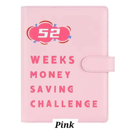 Pink-Color, 52 weeks Envelope money savings challenge, Budget binder/book, with stuffing cash envelopes, sinking funds cash, debt goals payoff
