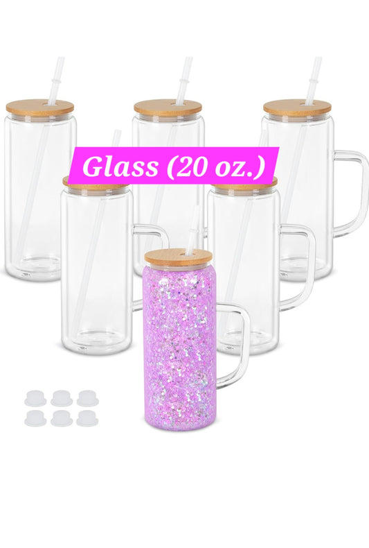 (20 oz.) Glass Snow Globe Cup, with Handle