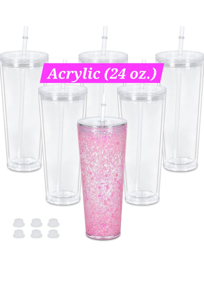 (24 oz.) Acrylic Snow Globe Tumbler