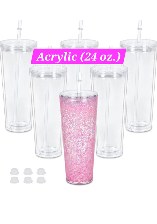 (24 oz.) Acrylic Snow Globe Tumbler