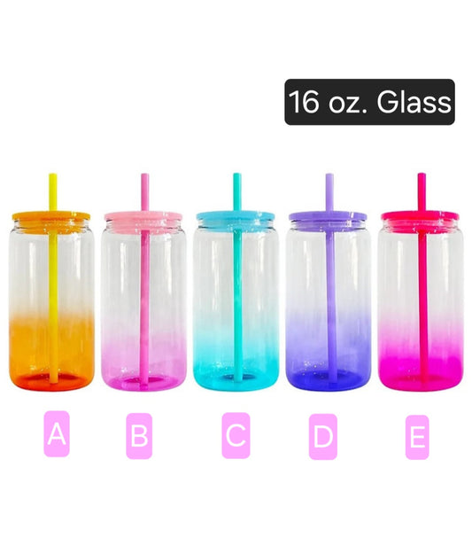 (16 oz.) Ombre Colors Glass Cup