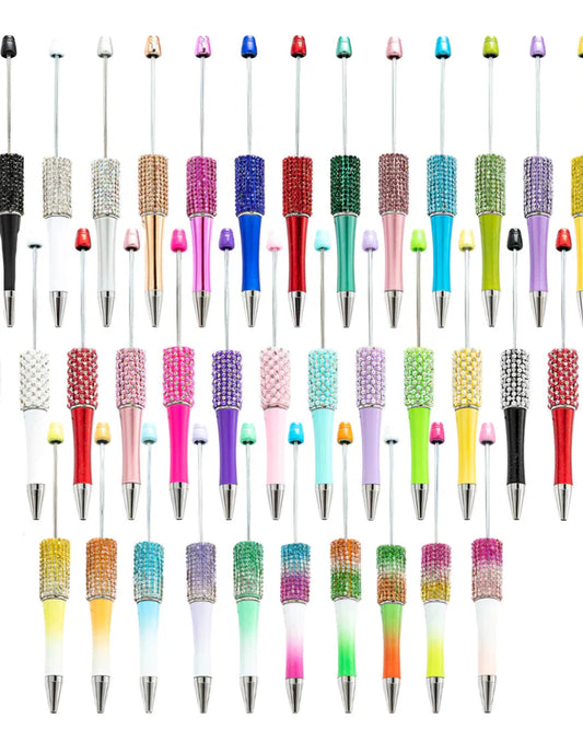 Rhinestone, DIY beadable ballpoint pens (Random mixed colors, 25 pieces)