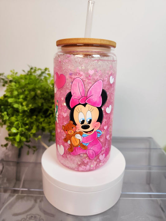 Minnie Snow Globe Cup/Tumbler/Can, (16 oz.) Comes with lid and straw