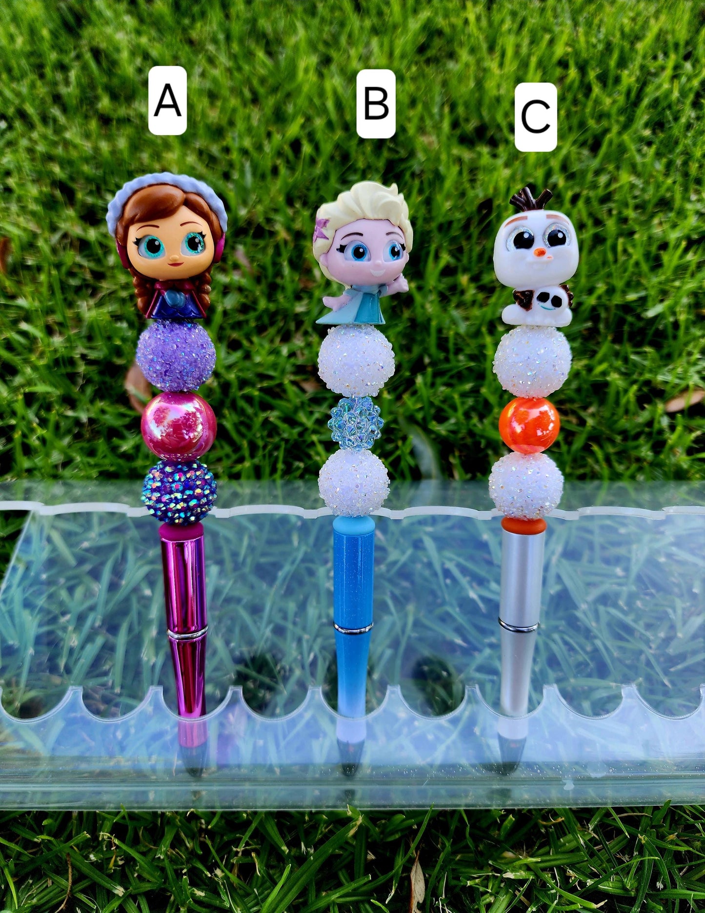 Doorable Pens, Character Pens, Beaded Pens, Gifts, Anna, Elsa, Olaf, Frozen