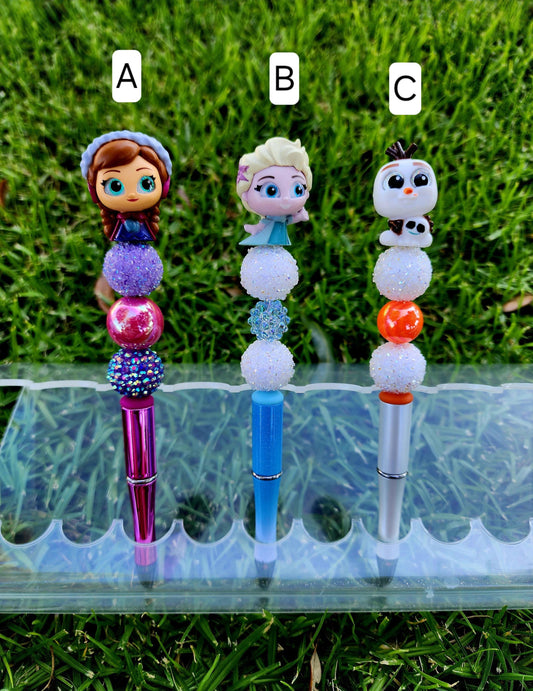 Doorable Pens, Character Pens, Beaded Pens, Gifts, Anna, Elsa, Olaf, Frozen