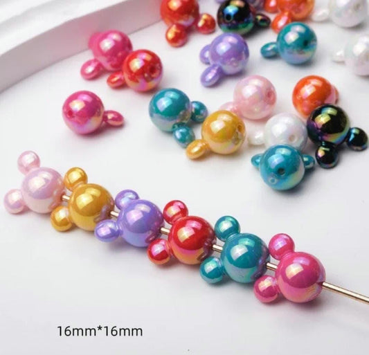 Micky mouse acrylic head beads Beads size 16mm, For DIY Beaded bracelets jewelery and more.  (100 pieces, Random mixed colors) Does not fit pens only fits thin jewelery