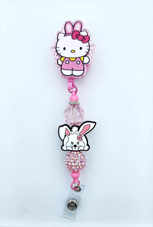 HK Easter Character Beaded Badge Reel, Retractable ID, Medical Healthcare Nurse Badge teacher clip pin holder, Gifts