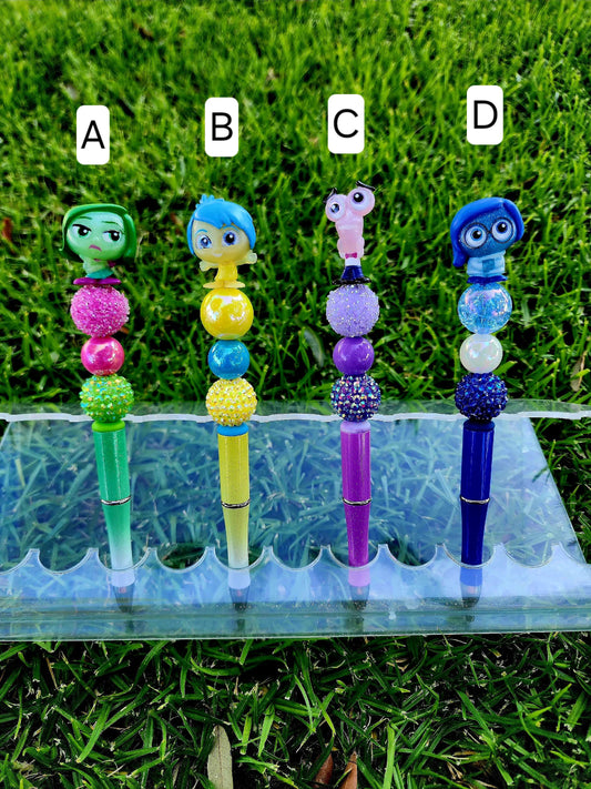 Doorable Pens, Character Pens, Beaded Pens, Gifts, Inside Out, Disgust, Joy, Fear, Sadness