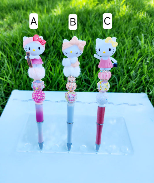 Doorable Pens, Character Pens, Beaded Pens, Gifts, Kitty